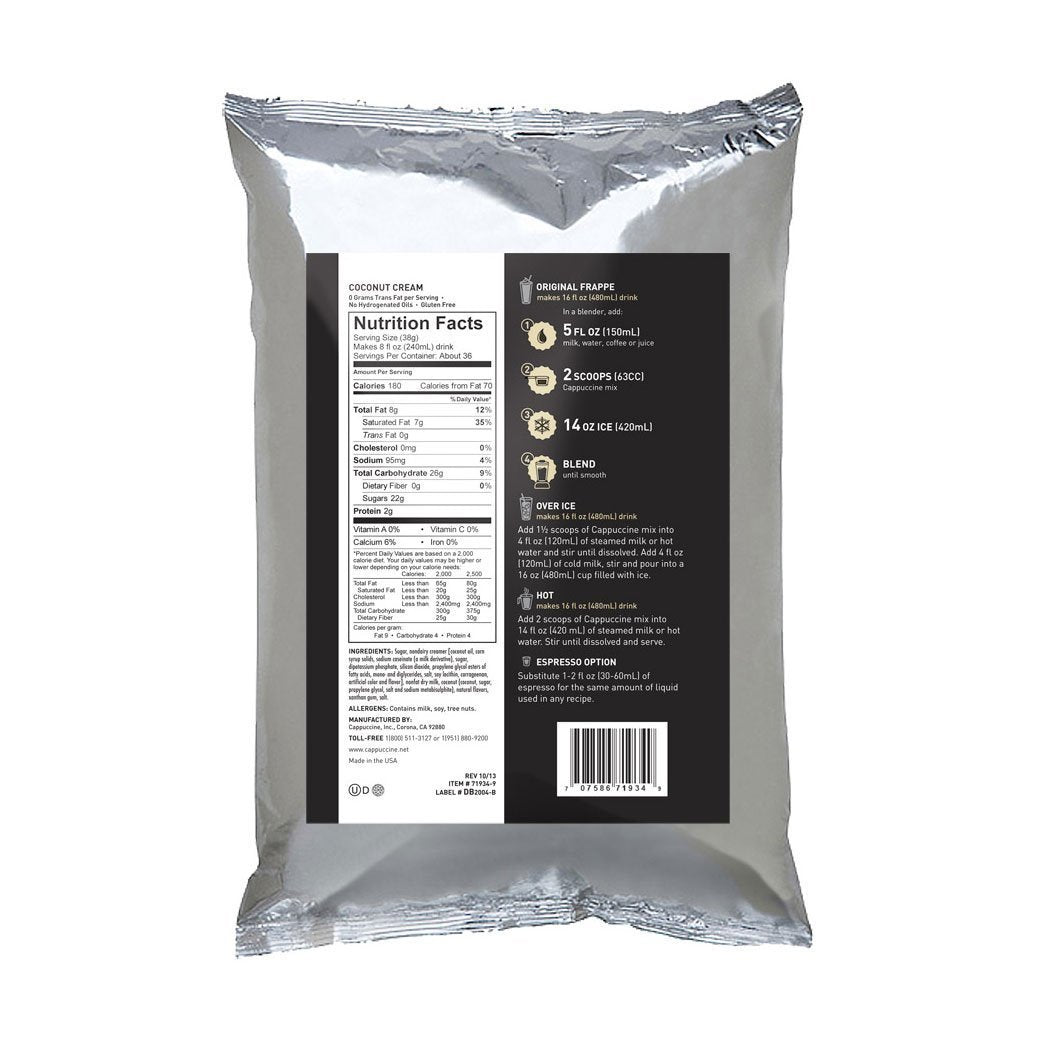 Cappuccine Coconut Cream Mix – 3 lb. Bag